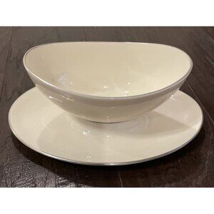 Lenox Olympia Platinum X‎ 303P Gravy Boat Attached Underplate USA Vintage